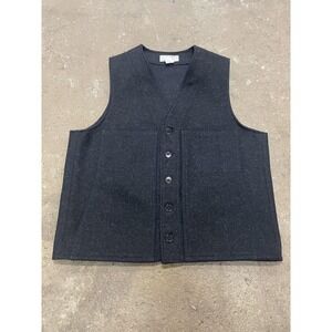 Filson Mackinaw Wool Vest Mens 42 Charcoal Gray Button Front Outdoor Made In USA